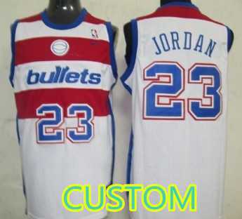 Men & Youth Customized Washington Bullets White Swingman Throwback Jersey